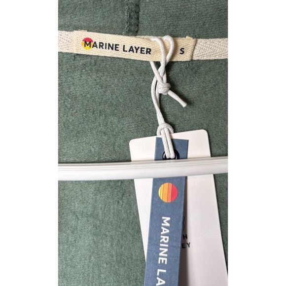 Marine Layer Men's Small Signature Fleece Hoodie Casual Full Zip Green - Picture 5 of 6